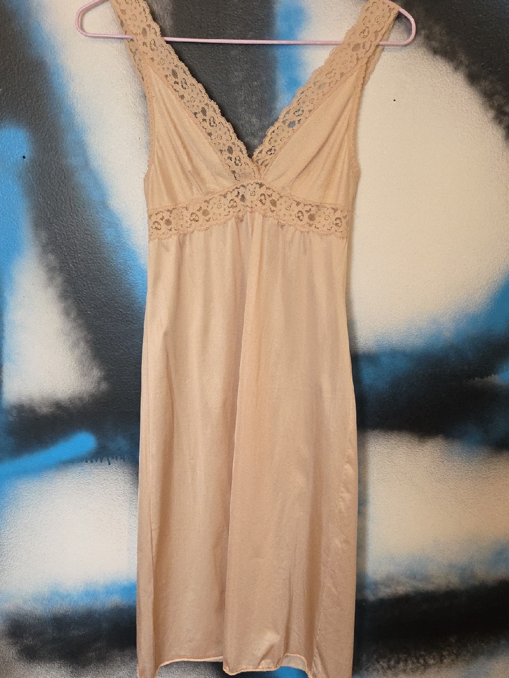 Vassarette Lace-Trim Chemise in Nude Beige